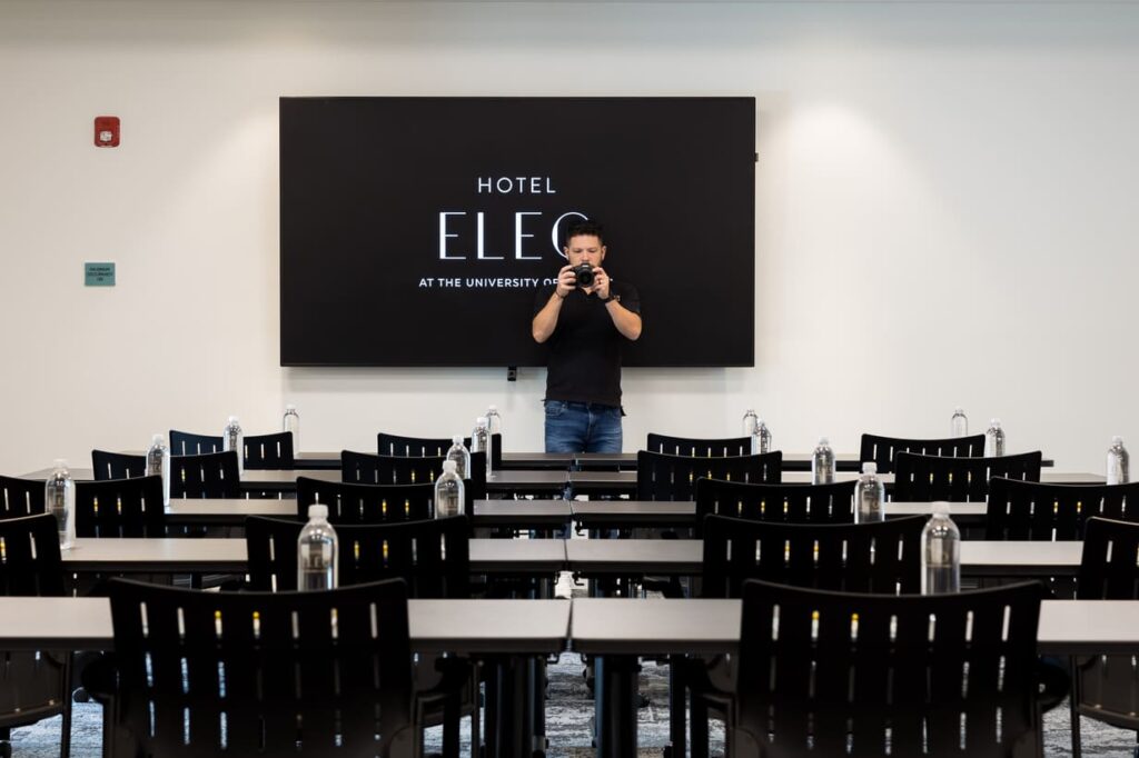 Behind-the-scenes shot for a video for Hotel Eleo