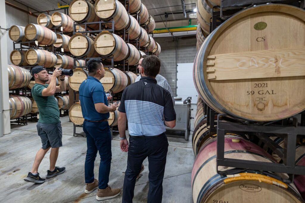 Team Maven filming a video for a distillery.