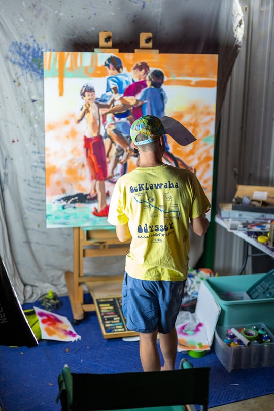 Painter working on painting at the Battle of the Brushes | Arts + Culture | Maven Photo and Film | Ocala, Florida