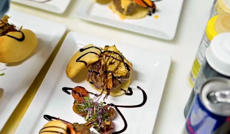 An arrangement of dishes photographed at Katya Vineyard in Downtown Ocala, FL